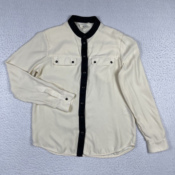 Rag‎ & Bone Blouse Womens Small Snap Silk Career Business Office Academia - Picture 1 of 16